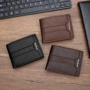 Collection of three vintage faux leather bifold wallets for men in black and brown colors