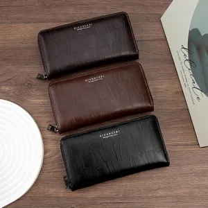 Lange heren clutch portefeuilles van leer in klassieke zwarte en bruine kleuren