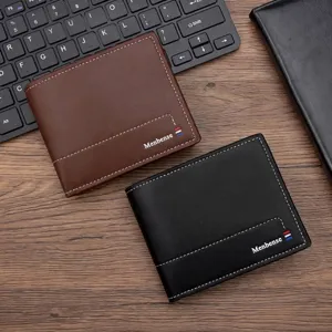 Cartera Bifold Corta de Cuero PU de Negocios para Hombre Minimalista Urbano Color Sólido Costuras Múltiples Ranuras para Tarjetas Bolsillo para Monedas Efectivo Organizador Embrague Bolso Para Diario Combinación Regalo