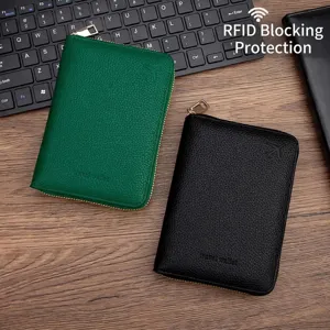 Porta Passaporto in Pelle PU a Grana Litchi con Protezione RFID Portafoglio da Viaggio Portatile con Cerniera Organizzatore Documenti per Uomo Donna