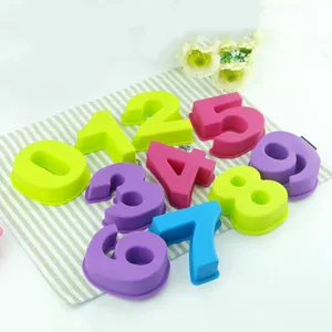 Set stampo per torte in silicone numeri 0-9 colorato DIY strumenti di cottura cucina dettaglio