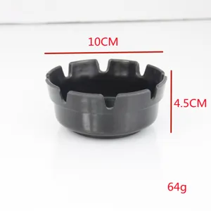 Detailansicht der Abmessungen des schwarzen Kunststoff-Aschenbechers: 10cm Durchmesser
