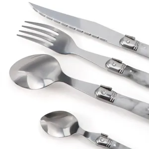 Stainless steel flatware set with marble handle knife fork spoon kitchen tableware