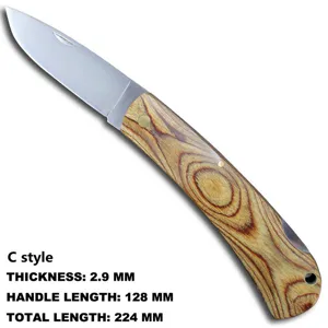 Classic folding pocket knife with wood grain handle for outdoor camping and home use