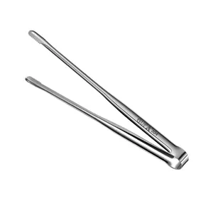 304 stainless steel BBQ tongs with serrated tips for kitchen and bar use