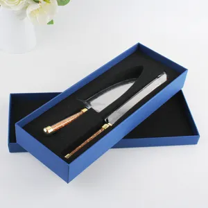 Elegante juego de cuchillo y pala para tarta de acero inoxidable con mangos de cristal