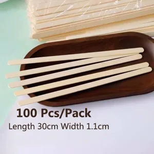 Bulk 100-piece pack of 30cm long natural flat bamboo sticks for skewers and snacks