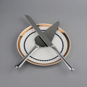 Elegante juego de cuchillo y pala para tarta de acero inoxidable para bodas y fiestas