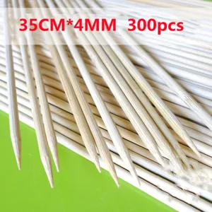35cm long disposable bamboo skewers 4mm thick for BBQ grilling, 300 pieces pack