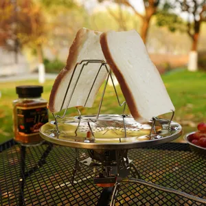 Draagbaar Opvouwbaar Roestvrij Stalen Toastrek Buiten Camping Picknick Broodroosterrek Voor Gasfornuis Keukengereedschap