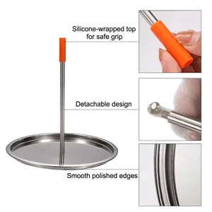 304 stainless steel BBQ vertical chicken roaster with detachable skewer and base tray