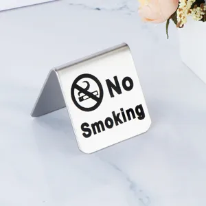 Stainless steel no smoking table sign 5x5cm metal desktop indicator restaurant bar decor