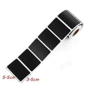 Roll of black chalkboard labels with 5.5cm by 3.5cm dimensions on white background.
