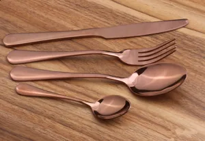 Rose gold 4-piece stainless steel cutlery set with knife fork and spoons