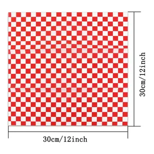 Papier sulfurisé à carreaux rouges et blancs 30x30cm pour paniers repas