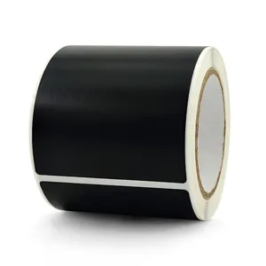 Detailed view of a roll of removable black matte chalkboard labels for kitchen organization