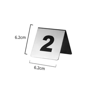 Stainless steel table number sign hotel restaurant desk tent card 6.2cm number 2