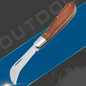 Navaja Plegable de Acero Inoxidable Con Mango de Madera Maciza Para Acampada Al Aire Libre Electricista Cuchillo de Fruta