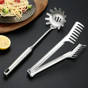Σετ Σερβιρίσματος Ζυμαρικών από Ανοξείδωτο Ατσάλι Λαβίδα για Σπαγγέτι και Κουτάλα για Νουντλς για Μαγειρική Κουζίνας Σερβίρισμα Σαλάτας Σύγχρονο Μινιμαλιστικό Ασημί Σκεύη Κουζίνας