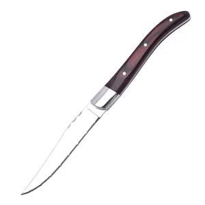 Premium roestvrijstalen steakmes met palissander houten handvat en scherpe gekartelde rand