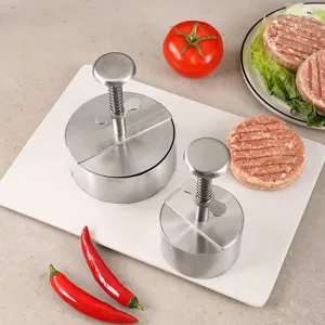 Stainless steel burger press patty maker round meat press mold for kitchen cooking