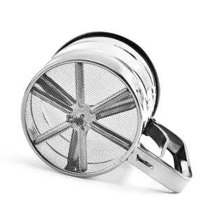 Stainless steel semi-automatic handheld flour sifter for baking and kitchen straining