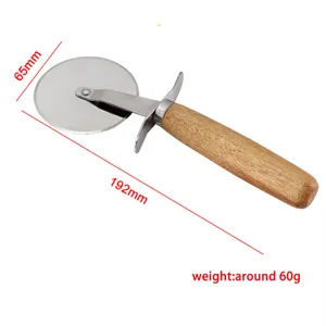 Tagliapizza in acciaio inossidabile con manico in legno, rotella da cucina affilata.