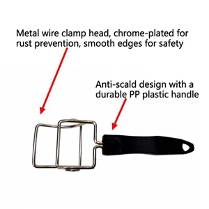 Durable chromium plated metal dish gripper with heat insulated black plastic handle