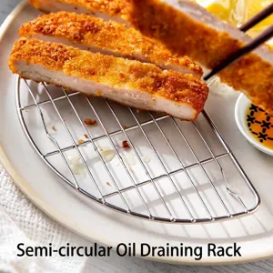 Griglia scolafritto semicircolare in acciaio inox 304 per frittura e dolci.