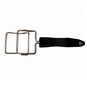 Chromed bright kitchen plate gripper with heat-insulated black handle for hot oven pans