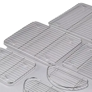 Griglie di raffreddamento in acciaio inox rettangolari e semicircolari per pasticceria e BBQ