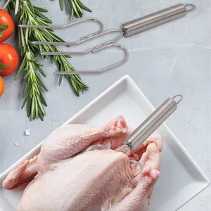 Fourchette à Dinde en Acier Inoxydable Fourchette à Viande BBQ Broyeur de Poulet Rôti Pour Barbecue en Plein Air et Cuisine