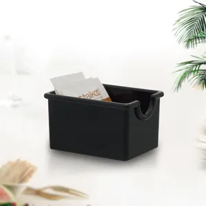 Moderne zwarte acryl suikerzakjeshouder en theezakjes opbergdoos voor bureau-koffiestations