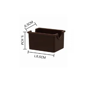 Bruine suikerzakjeshouder afmetingen detail met 8,6 cm lengte en 5,1 cm hoogte