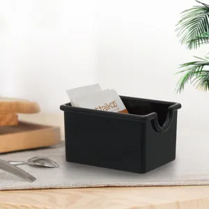 Moderne zwarte rechthoekige suikerzakjeshouder voor koffietafel of bureau organisatie