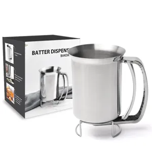 Teigspender aus 430 Edelstahl mit Ständer für manuelles Backen von Kuchen und Pfannkuchen