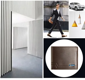 Lifestyle-Collage mit einer dunkelbraunen MenBense Herrenlederbrieftasche im Business-Stil.