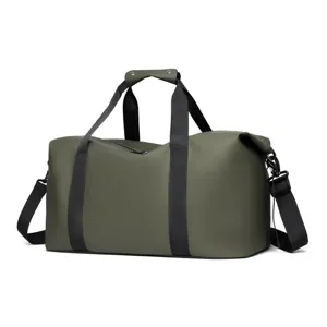 Sac de sport vert olive imperméable avec sangles noires pour le fitness et voyages