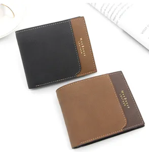 Vista detallada de las carteras MenBense para hombre en cuero texturizado negro y marrón