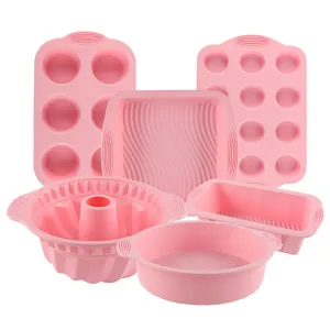 Roze Siliconen Cakevorm Antiaanbak Bakvorm Brood Toast Vorm Muffin Cupcake Bakplaat Keuken GEREEDSCHAP