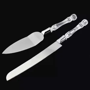 Edelstahl Hochzeit Torte Messer und Heber Set mit klarem Kristall Griff für Party.