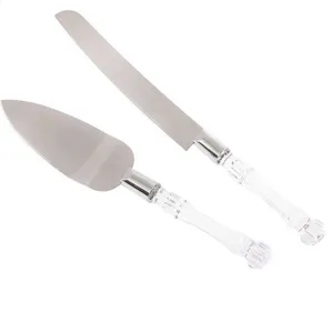 Edelstahl Hochzeit Torte Messer und Heber Set mit klaren Kristall Griffen fur Party.