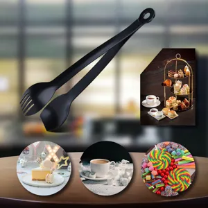 Pince de service en acier inoxydable noir mat pour desserts, glaçons et bonbons