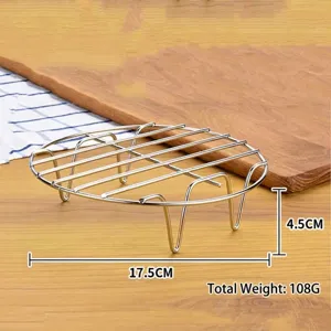 Runder Edelstahl-Dampfgarer für Heißluftfritteusen, Durchmesser 17,5 cm, Höhe 4,5 cm