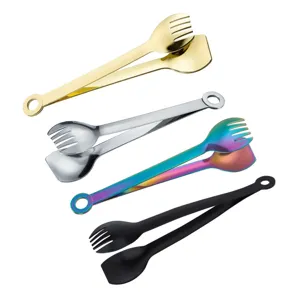 Pinces à nourriture en acier inoxydable multicolores pour sucre, glace et fruits