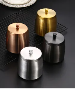 Winddichte Aschenbecher aus gebürstetem Edelstahl mit Deckel in vier Farben