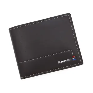 Cartera corta de cuero para hombre con ranuras para tarjetas y bolsillo moneda