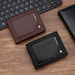 MenBense Men's Embossed PU Leather Short Wallet With Card Slots Flip ID Window Large Capacity Coin Pocket Slim Bifold Wallet