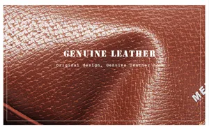 Macro shot of the brown cross-hatch leather texture on a MenBense trifold wallet.