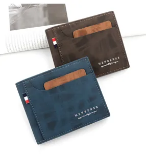 Primer plano de carteras cortas minimalistas para hombre en cuero